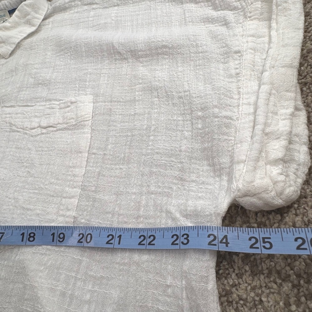 Sundance Gauze Button Down Shirt Womens SM Ivory Boxy Boho Oversized Beach - Picture 7 of 10